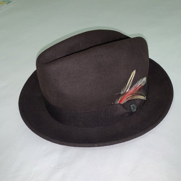 Jaxon Homburg Godfather Fedora Style Hat Men's 100% Wool Felt Dark Brown Large - Picture 3 of 16